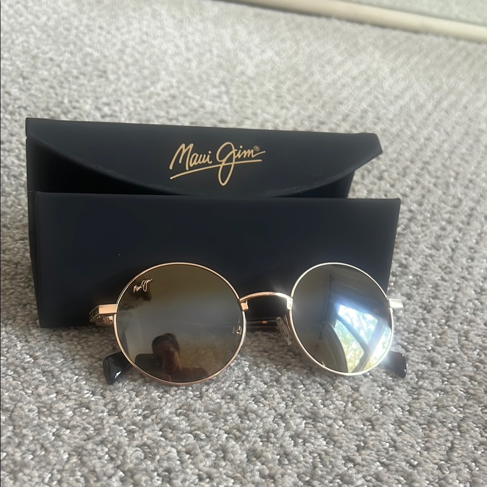 Maui Jim Gold Round Sunglasses with Double Bridge- Brand New!